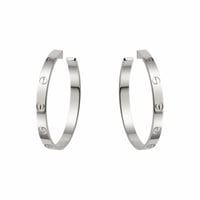 حلق كارتييه لون فضي حجم كبير