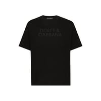 تيشيرت دولتشي اسود Cotton T-shirt with logo embroi...