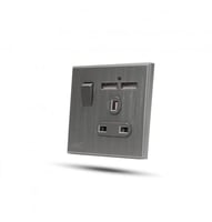 فيش مع 2مخرج usb بيانو رصاصي TV.ON