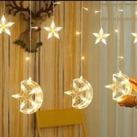 سلسلة هلالات ونجوم مضيئة 1m*3m مؤلفة من 5 هلال مع...