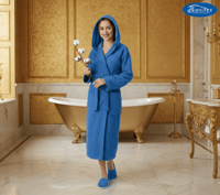 روب حمام قطن طبيعي فاخر بامتصاص عالي للماء مع قبعة...