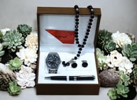 ساعة هدية | طقم ساعة رجالية من 4 قطع ساعة يد مع قل...