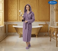 روب حمام قطن طبيعي فاخر بامتصاص عالي للماء مع قبعة...