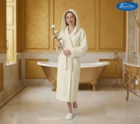 روب حمام قطن طبيعي فاخر بامتصاص عالي للماء مع قبعة...