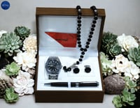 ساعة هدية | طقم ساعة رجالية من 4 قطع ساعة يد مع قل...