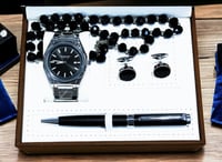 ساعة هدية | طقم ساعة رجالية من 4 قطع ساعة يد مع قل...