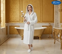 روب حمام قطن طبيعي فاخر بامتصاص عالي للماء مع قبعة...