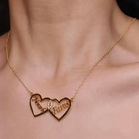 سلسال قلبين بالاسم مرصع بالزركون