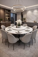 طاولة طعام سرميك دائري 8 كراسي