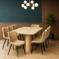 طاولة طعام خشب 8 كراسي بيج