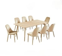 طاولة طعام خشب 8 كراسي لون خشبي مقاس 180