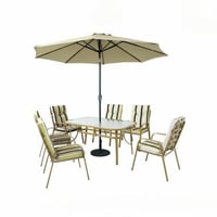 جلسة خارجية مع مظلة 6 كراسي مقاس 150