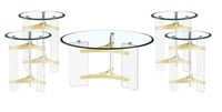 طقم طاولة استيل ذهبي مع اكرلك 5 قطع