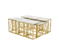 طقم طاولات مجلس أستيل رخام 7 قطع ذهبي مقاس 130