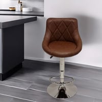 كرسي بار جلد بني