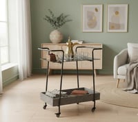 عربية تقديم زجاج مع خشب