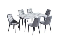 طاولة طعام سرميك 6+1 لون رمادي مقاس 90*150