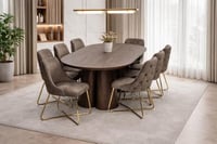 طاولة طعام خشب 8 كراسي بني