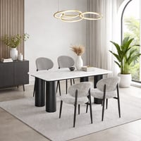 طاولة طعام رخام 4 كراسي رمادي