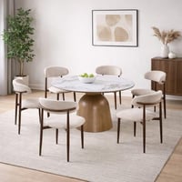 طاولة طعام سرميك دائري 6 كراسي