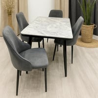 طاولة طعام رخام 4 كراسي رصاصي