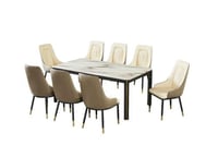 طاولة طعام 8 كراسي رخام بيج