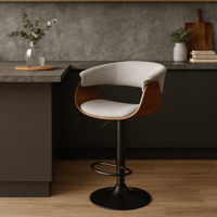 كرسي بار خشب مع بستم حديد