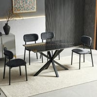طاولة طعام سرميك 4 كراسي لون اسود