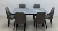 طاولة طعام سرميك 6 كراسي 150*90 رمادي