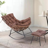 كرسي مفرد هزاز مع طاولة بني