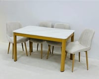 طاولة طعام رخام 4 كراسي بيج