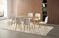 طاولة طعام سطح زجاج 6 كراسي