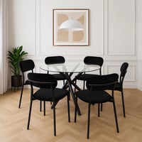 طاولة طعام زجاج 6 كراسي اسود