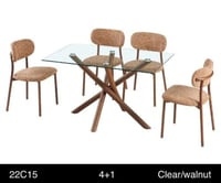 طاولة طعام زجاج 4 كراسي بني