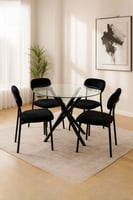 طاولة طعام زجاج 4 كراسي اسود