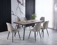 طاولة طعام 6 كراسي بيج مع قماش