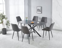 طاولة طعام سرميك 6 كراسي بوكليه رمادي