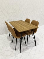 طاولة طعام 4 كراسي عسلي مع جلد