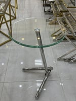 طاولة خدمة فضي زجاج