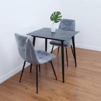 طاولة مع 2 كراسي زجاج رمادي