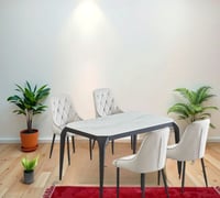 طاولة طعام رخام 4 كراسي لون ابيض