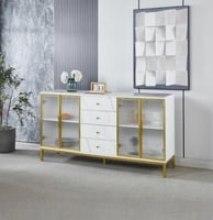 دولاب بوفية ابيض مشجر مقاس 40*87*160