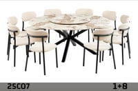 طاولة طعام سرميك 8 كراسي بيج