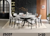 طاولة سرميك دائري 10 كراسي رمادي