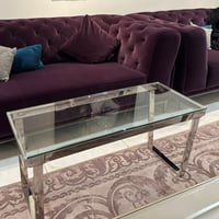 طاولة مجلس فضي إستيل مستطيل مقاس متر