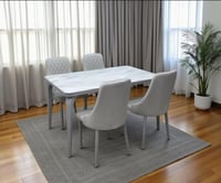 طاولة طعام رخام 4 كراسي مخمل