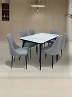 طاولة طعام رخام 6 كراسي رمادي