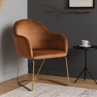 كرسي مفرد مخمل بقاعدة أستيل ذهبي