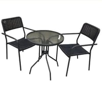 طاولة مع 2 كراسي بلاستيك مع زجاج