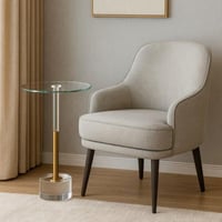 طاولة خدمة ذهبي سطح زجاج قاعدة اكرلك